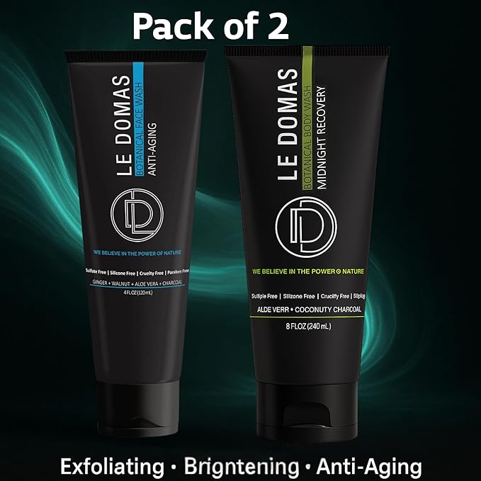 Body Wash & Face Wash Set for Men & Women – Natural Skincare with Aloe Vera, Rice & Coconut Charcoal, Hydrating Moisturizer & Oil Cleanser, Travel Size Skin Care Products for All Skin Types