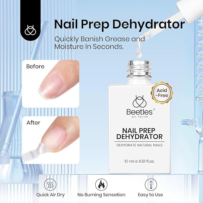 Beetles 3Pcs Gel Nail Glue Nail Dehydrator and Primer, Professional Nail Prep Acid-Free Hema-Free Dehydrate Bond Primer 9 in 1 Gel Glue Kit for Press On Nails Nail Tips Nail Extension Gifts for Women