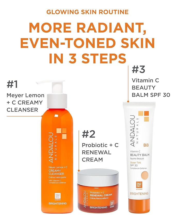 Andalou Naturals Vitamin C BB Beauty Balm Sheer Tint SPF 30 - 2-in-1 BB Cream & Mineral Sunscreen for Face - With Non-Nano Zinc Oxide Skin Protection - 2 fl oz