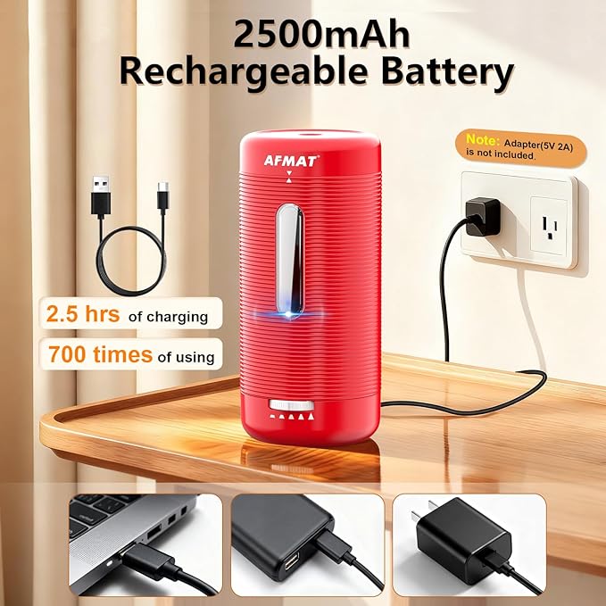 AFMAT Electric Pencil Sharpener, Fully Automatic Pencil Sharpener, Auto in & Out, Rechargeable Hands-Free Sharpeners for Jumbo & Colored Pencils (6.5-12mm), Portable for Home/Classroom/Office PSC2