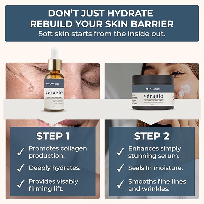 Véraglo Retinol Serum & Face Cream Set – Anti Aging Skin Care with Hyaluronic Acid & Collagen – Moisturizer & Serum for Wrinkles, Fine Lines & Dark Circles
