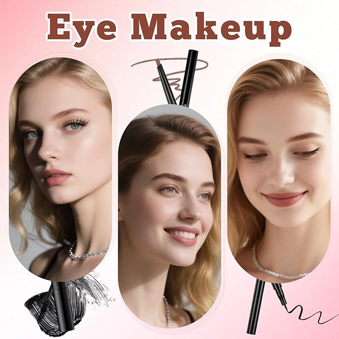 Makeup Full Kit for Beginners Girls Women, Travel Makeup Set Present for Her,Cosmetic Set Include Eyeshadow Blush Lip Gloss Peel Off Lip Stain Eyeliner Mascara Eyebrow Pencil Cosmetic Bag