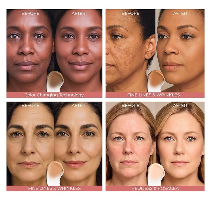 LUMINESS Liquid Mirage 3PC Kit - Color Changing Foundation with SPF 50 Primer & Makeup Brush, Hydrating & Lightweight Face Makeup, 4 in 1 Liquid Foundation, Concealer & Moisturizer (03 Tan)