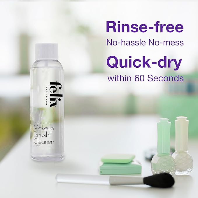 Liquid Makeup Brush Cleaner Solution | Rinsless, Quick Drying, Hydrating, Fragrance Free | for Natural and Synthetic Make-up Brushes (4 Fl oz)