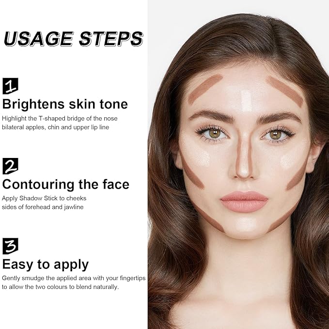 6 Colors Cream Contour Stick Makeup, Primer Face Highlighter Contouring for Beginners, Highlight and Contour Kit, Cream Concealer Makeup Blush Stick, Primer Face Corrector (SET B)