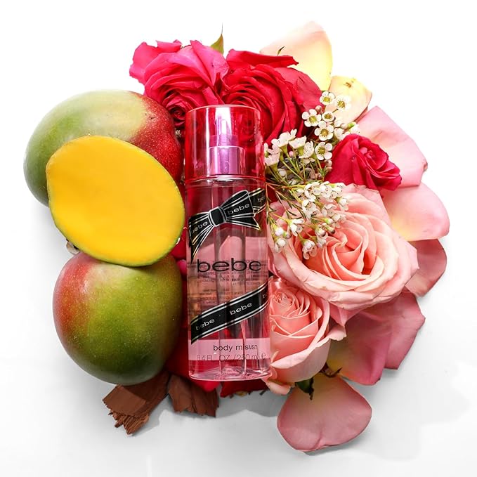 Bebe Silver Body Mist - Body Spray for Women with Mango, Tuberose, Peony, Jasmine, Rose, Cedarwood, Musk, and Sandalwood Fragrance Mist - 8.4 oz