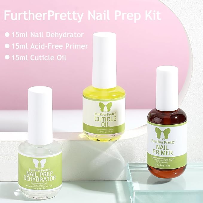 3PCS Acid-Free Nail Dehydrator and Primer with Cuticle Oil, Fast Dry Primer and Dehydrator for Gel Nails, Professional Manicure Supplies, Deshidratador para Uñas