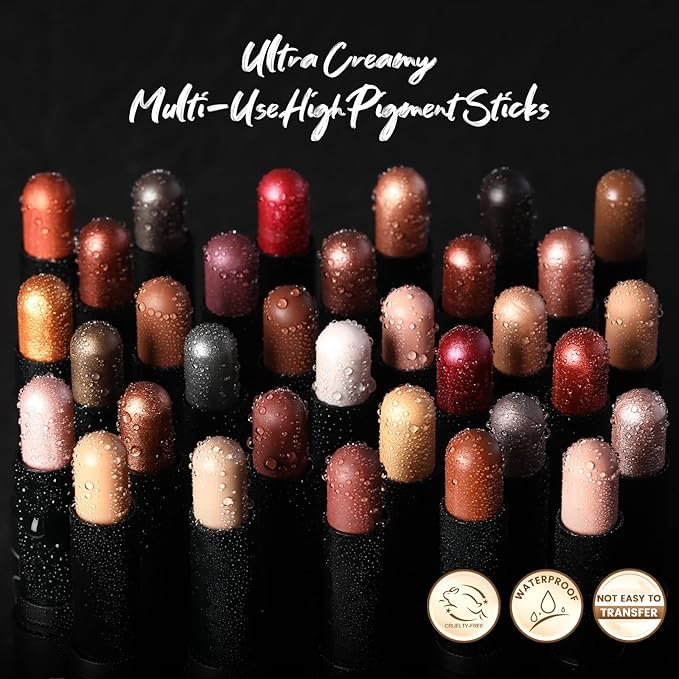 FOCALLURE 3PCS Cream Eyeshadow Stick Sets,Matte and Shimmer Eye Brightener, High Pigmented Crease-proof Pencil,Long Lasting Eye Shadow Highlighter Makeup,Sugar Noir