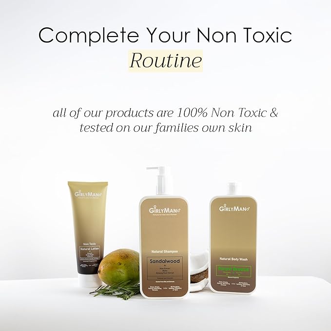 GirlyMan Natural Body Wash - Made with Olive Oil & Aloe Extract, No Artificial Fragrance, PH Balanced, Gentle Formula, Nourishing Ingredients, Family Owned (Rosemary Tea Tree)