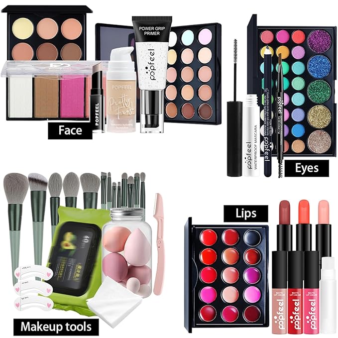 All in One Makeup Kit for Women Full Kit, Valentine's Day Gifts Set for Women Girls, Makeup Essential Bundle Include Eyeshadow Palette Lipstick Blush Foundation Concealer Mascara Eyebrow Pencil
