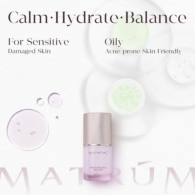 Barrier Repair Serum with Borage Oil – Face Serum for Dry & Sensitive Skin | Hydrates, Soothes Redness & Dryness | Brightens Dull Skin | Suitable for All Skin Types | 1.0 fl oz + Travel Size