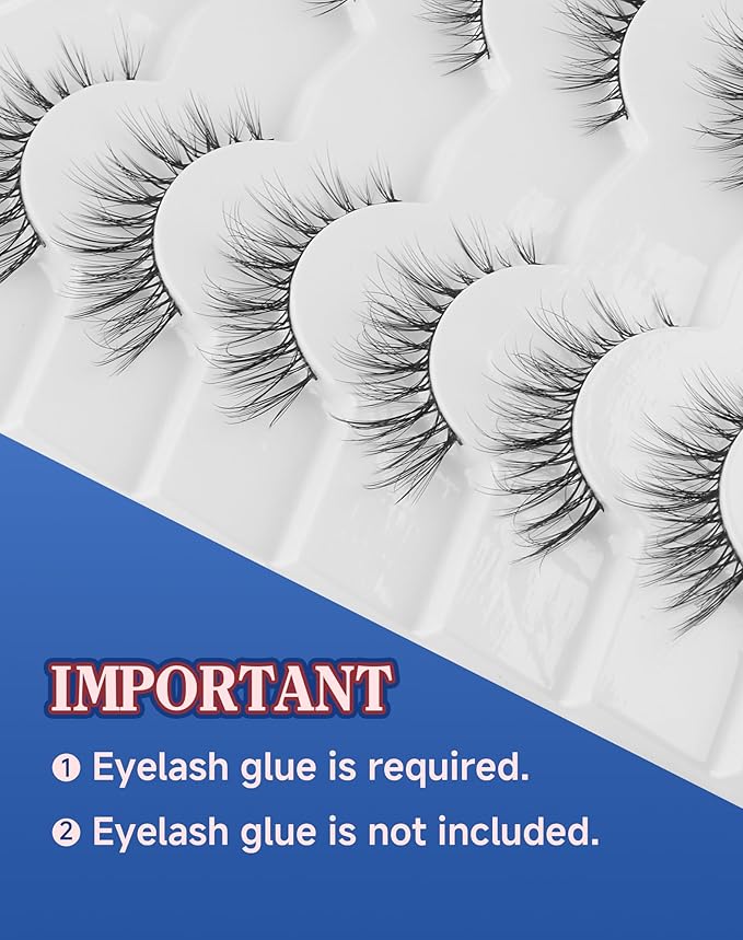 Lashes Natural Cat eye Strip Lash Natural Look Flared Eyelashes Fairy False Eye Lashes Fluffy False Eyelashes Wispy 7 Pairs D97