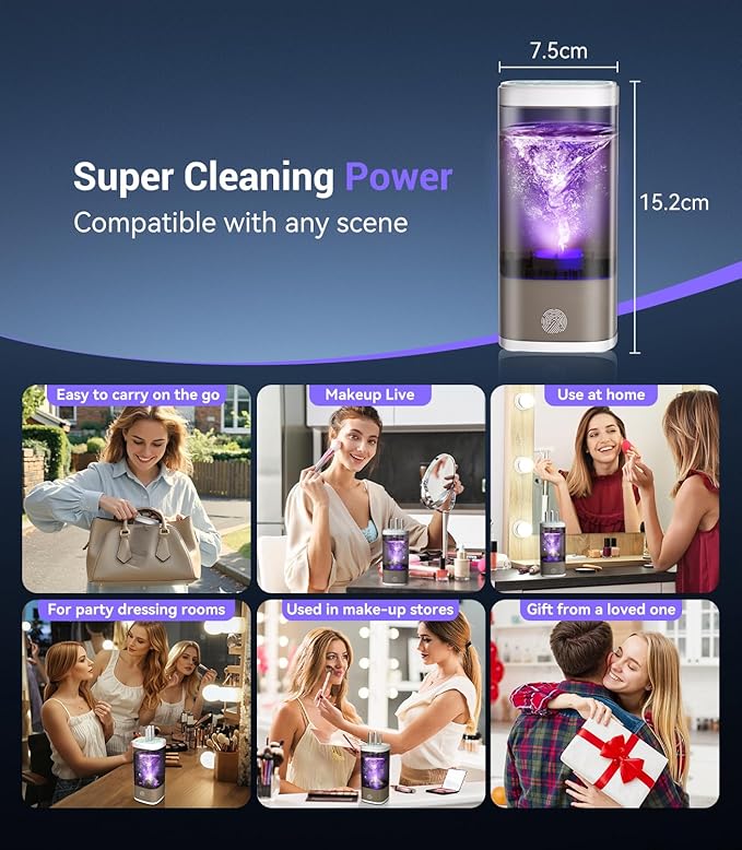 3.0 Upgrade Make Up Brush Cleaner Cosmetic【Industry NO.1-12x Cleaning Power】【SGS Certified - 0 Dust】 MakeupBrushes Cleaner Suitable for all Brush，Circuit Upgrade Make Up Brush Cleaner XDWHITE