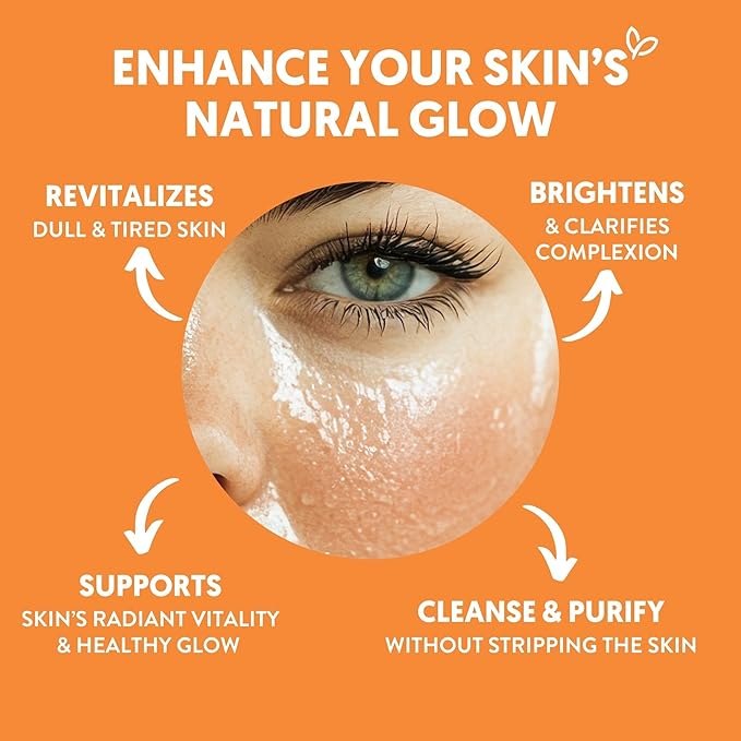 By Nature Vitamin C + Turmeric Gel Cleanser with Hyaluronic Acid – Brightening + Hydrating Face Wash & Makeup Remover for Oily and Acne-Prone Skin, Natural Daily Facial Wash (7oz)