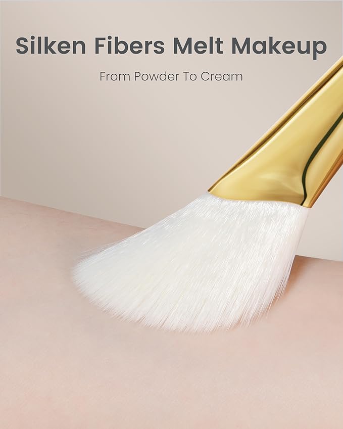 Desert Oak Series Pro Contour Curve Sculptor - Nylon Bristles for Seamless Cream/Liquid/Powder Contouring & Bronzing, Bubinga Handle (CM 207)