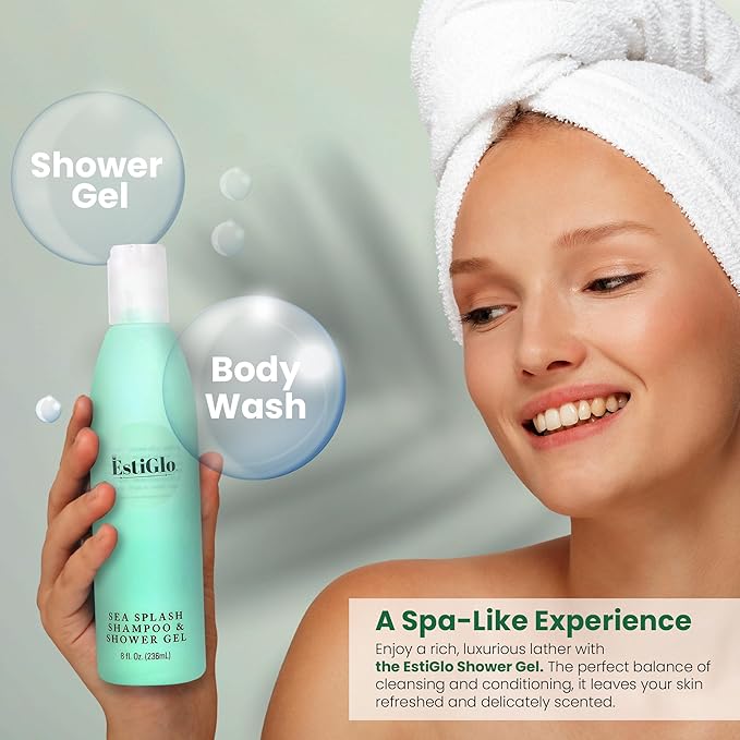 Sea Shampoo Shower Gel 8oz Bundle with Supracor Bath Mitt-Shampoo, Bath Gel & Exfoliating Glove Dead Skin Remover for Body-Exfoliator Glove Honeycomb Face Scrubber Exfoliating Mitt for Body