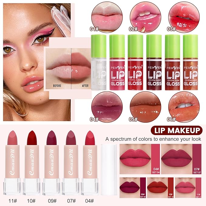 All in One Makeup Kit for Women Full Kit, Make Up Gift Set, Makeup Essential Bundle Includes Foundation Eyeshadow Palette Concealer Lipstick Eyeliner Eyebrow Stencils Mascara Cosmetic Brush Set