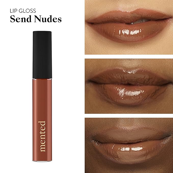 Mented Cosmetics Lip Gloss for Women Tinted Lip Balm Stain, Long Lasting Buildable Moisturizing Lipgloss Lipstick Topper, Made in USA, Cruelty Free Vegan Makeup, Send Nudes