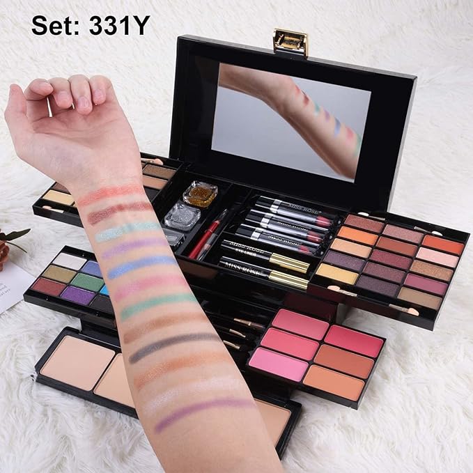 MISS ROSE M 58 Color Professional Makeup Kit, makeup pallet,All In One Makeup Set for Women Girls Beginner,Include Eyeshadow Facial Blusher Eyebrow Powder Face Concealer Powder Eyeliner Pencil and a Mirror(331Y)