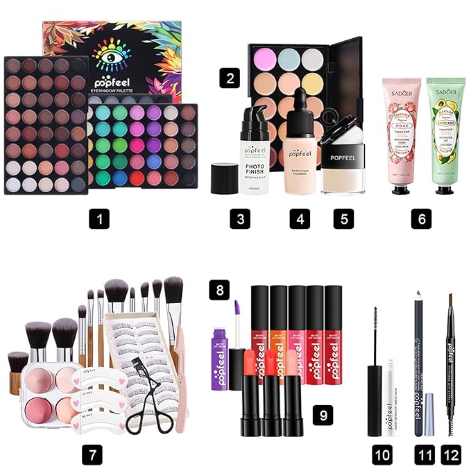 All in One Makeup Kit for Women Full Kit, Valentine's Day Gift Sets for Women Girls, Makeup Essential Bundle Include Eyeshadow Palette Lipstick Blush Foundation Concealer Mascara Eyebrow Pencil