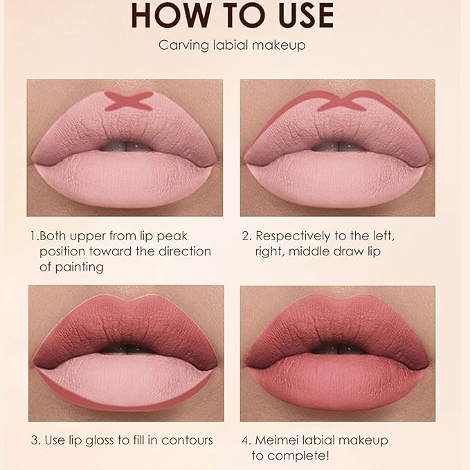 BestLand 6Pcs Matte Liquid Lipstick and Lip Liner Set, Non-Stick Cup Not Fade Waterproof 24 Hour Lip Gloss Nude Brown Lip Liner Pencil for Women, labiales mate 24 horas originales (Set D)