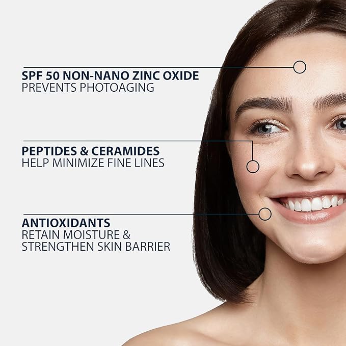 NAELI Anti Aging Tinted Moisturizer SPF 50, Mineral Sunscreen for Face with Zinc Oxide, Peptides & Ceramides, Natural Hydrating Universal Tint - 1.4 oz