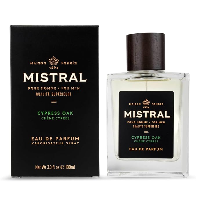 Mistral Men’s Cologne – Cypress Oak Eau de Parfum | Fresh & Woody Masculine Fragrance with Green Apple, Sandalwood & Musk | Cruelty-Free & Long-Lasting Perfume for Men, Made in France - 3.4 Oz