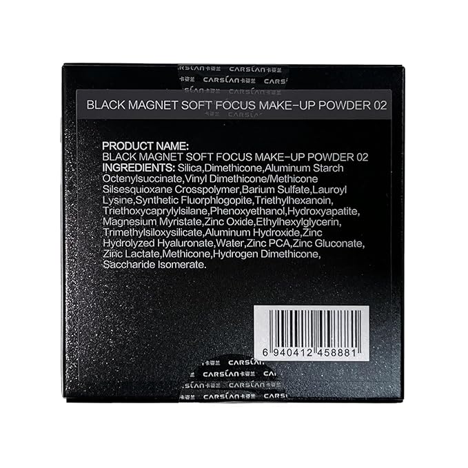 CARSLAN Black Magnet Soft Focus Make Up Powder, Waterproof Loose Setting Powder, 24H Longlasting, Oil Control, Talc-Free Face Powder, 02 Translucent For Oily Skin, 0.28Oz