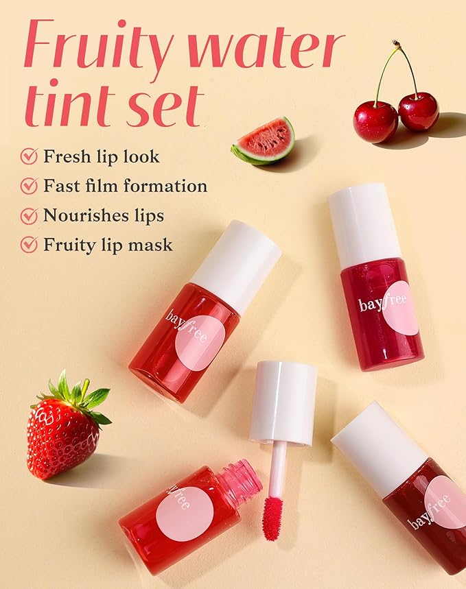 bayfree Lip Tint Stain Set, Lip Stain Long Lasting Lightweight Waterproof, Transfer-Proof, Non-sticky, Lip Makeup Matte Finish