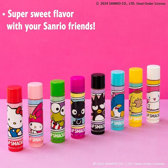 Lip Smacker Sanrio Hello Kitty and Friends 8-Piece Flavored Lip Balm, My Melody, Little Twin Stars, and Chococat, Hydrating & Protecting - Cruelty-Free