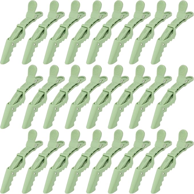 Ondder 24 Pack Alligator Hair Styling Clips - Large Green Hair Clips for Styling, Sectioning, Professional Salon Use