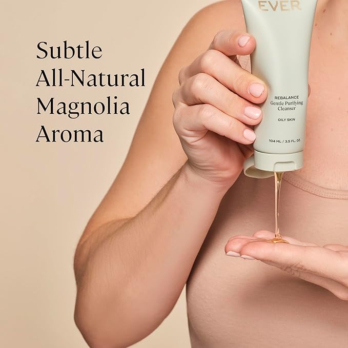 EVER Rebalance Gentle Purifying Cleanser – Purifying Gel Cleanser with Salicylic Acid & Willow Bark for Oily Skin, Deep Pore Cleanse & Blemish Control, Clean-Formulated - 3.5 fl oz