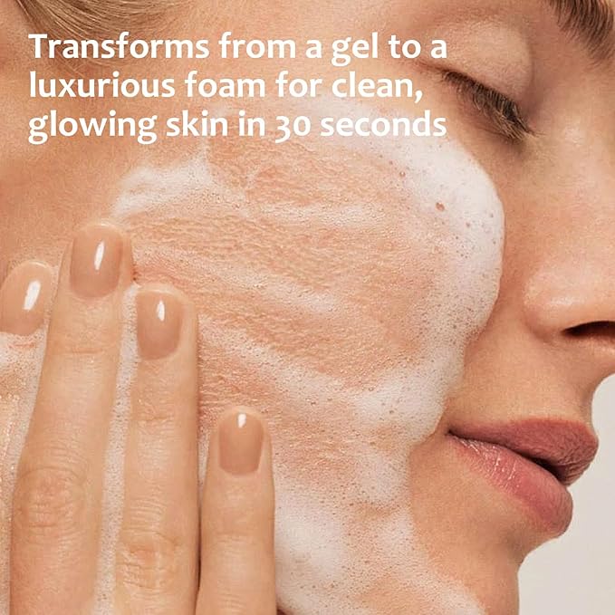 Facial Cleanser with Kale Green Tea Spinach & Vitamins B5 E, Gentle Gel-to-Foam Face Wash, Hydrating Daily Cleanser for All Skin Types, Deep Clean Nourishing Formula, Soft Brush Included, 3.38 FL OZ