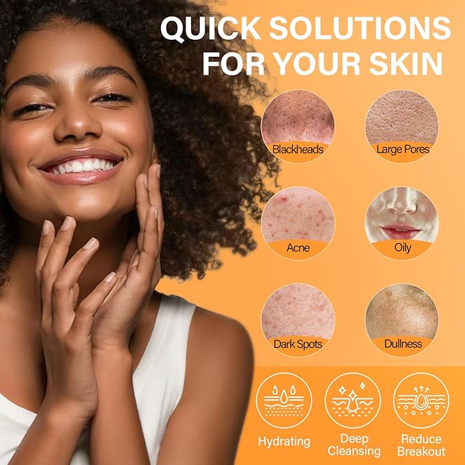 Facial Clay Mask Set - Vitamin C Turmeric Face Mask, Dead Sea Mud & Salicylic Acid (BHA) Mask for Pores Cleansing, Blackheads, Dark Spots, Brightening, Face Masks Skincare Gift for Women, 2.82 oz each