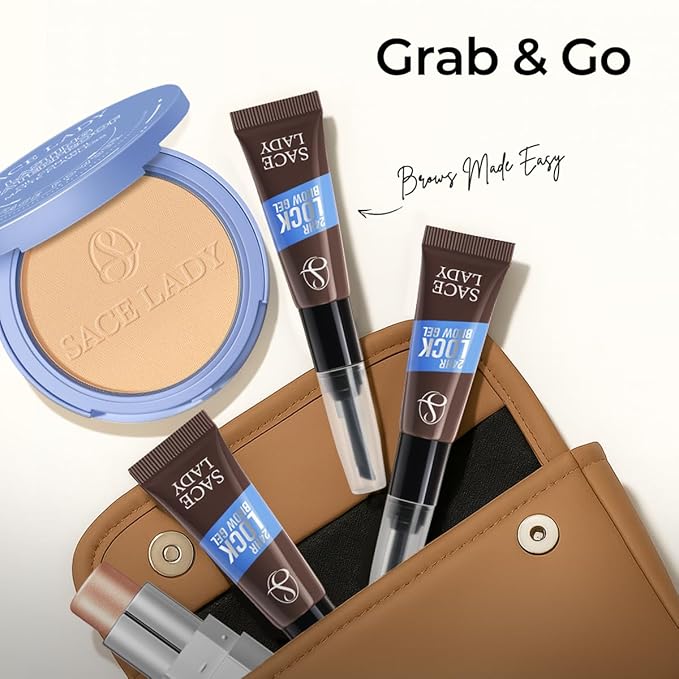 SACE LADY 24H Lock Eyebrow Gel, Waterproof Brow Gel Brown with Built-in Brush, Long-Lasting Natural Pigmented Eye Makeup for Women (01 Light Brown)