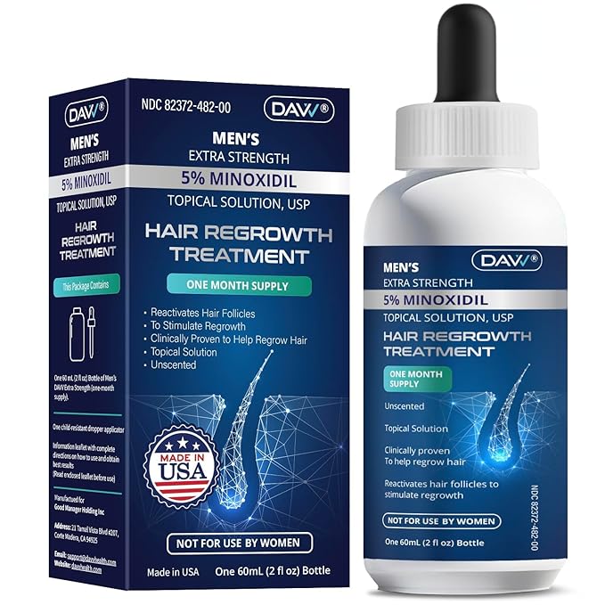 Minoxidil for Men Hair Growth Serum: Minoxidil 5 Percent - Hair Regrowth for Men - Minoxidil for Beard Growth - Hair Loss Treatments - Minoxidil 5% - Faster Thicker Stronger Hair Growth - 60ml