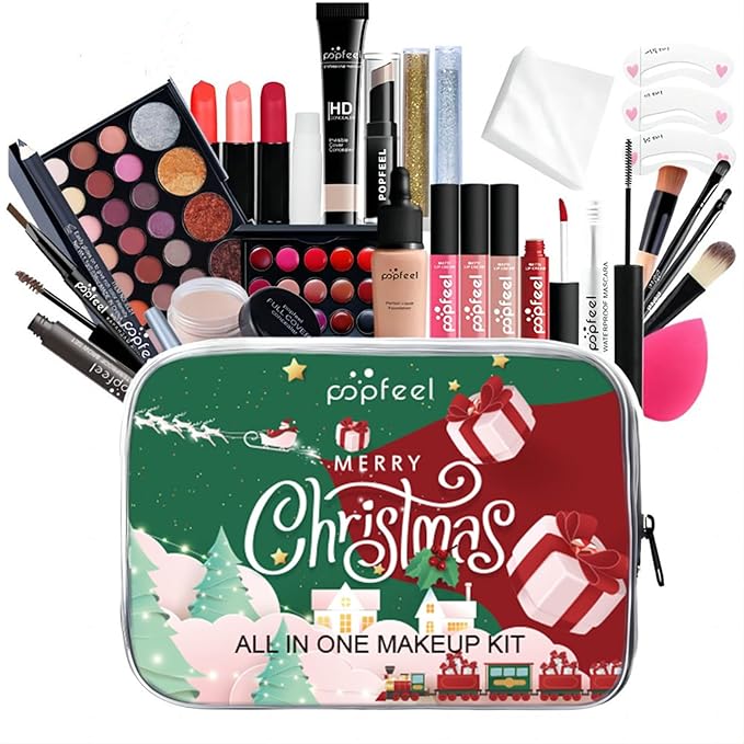 All in One Makeup Kit for Women Full Kit, Christmas Day Gifts Set for Women Girls, Makeup Essential Bundle Include Eyeshadow Palette Lipstick Blush Foundation Concealer Mascara Eyebrow Pencil
