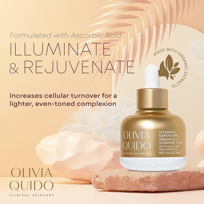 OLIVIA QUIDO Skincare Vitamin C Serum 20% with Lilac & Sea Daffodil 3.6oz | Hydrating, Skin-Brightening, & Anti-Aging | Vitamin C & Hyaluronic Acid Serum for the Face with Natural Botanicals