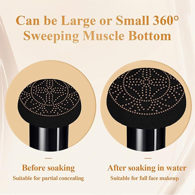 Air Cushion BB Cream Foundation - Mushroom Head CC Cream Concealer Makeup Base Water & Sweat-Proof, Create Flawless and Natural Look for All Skin Types (Nude)