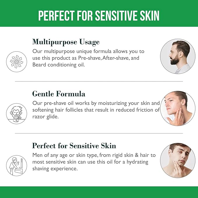 The Henna Guys 8 fl. Oz, Lemongrass & Eucalyptus Pre Shave Oil for Men, Premium Pre Shave Oil, Excellent Shaving oil for Men, Prepares for a burns free Shave, Works with Straight or Safety Razor