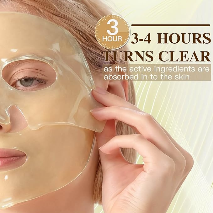 Radiance Turmeric Collagen Face Mask, 5 Pack - Overnight Calming Ance Mask with Kojic Acid for Roughed Skin & Dullness, Oil Control & Pore Refining Facial Sheet Mask