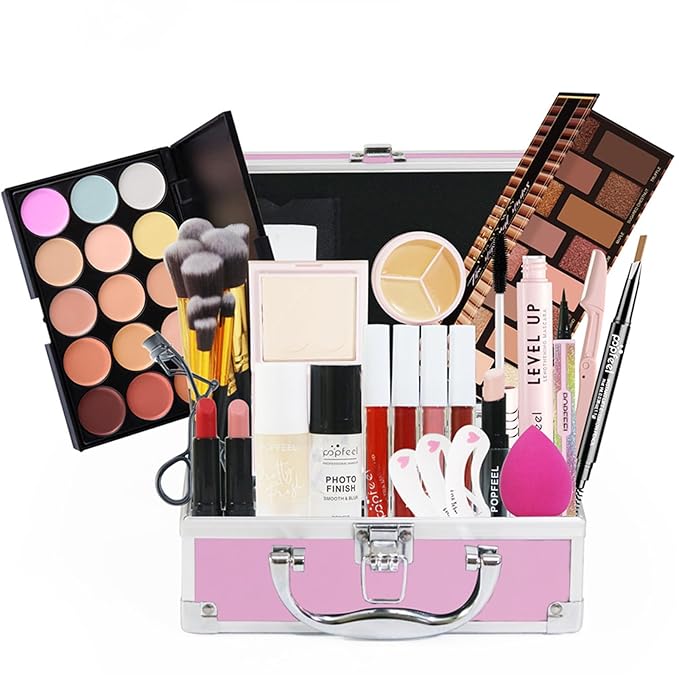 All in One Makeup Kit for Women Full Kit, Mother's Day Gift Sets for Women Girls, Makeup Essential Bundle Include Eyeshadow Palette Lipstick Blush Foundation Concealer Mascara Eyebrow Pencil