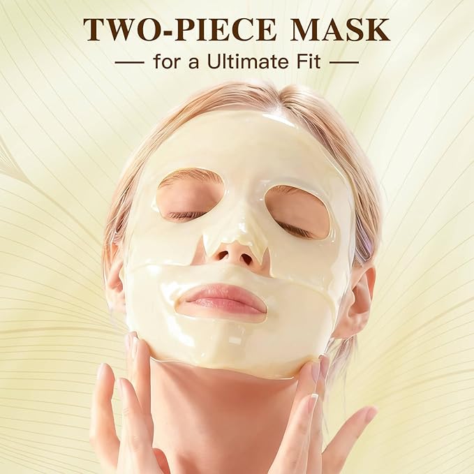 Radiance Turmeric Collagen Face Mask, 5 Pack - Overnight Calming Ance Mask with Kojic Acid for Roughed Skin & Dullness, Oil Control & Pore Refining Facial Sheet Mask