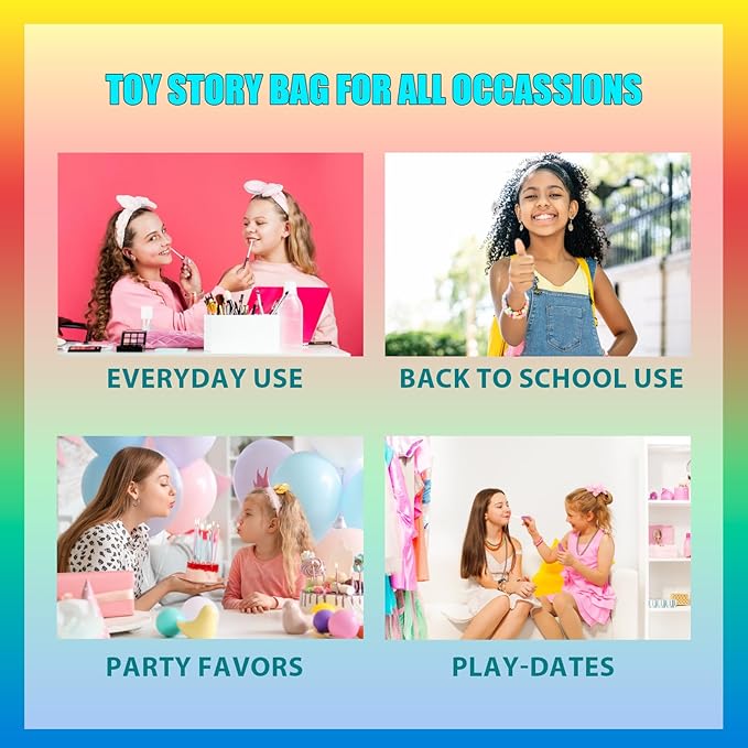 Toy Story Bag Gift Makeup Set Includes 2 Nail Polishes, 1 Lip Gloss, 1 Lip Balm with Keychain, 2 Hair Pins,1 Bag, Perfect for Kids Girls Birthday Gift by Townley Girl