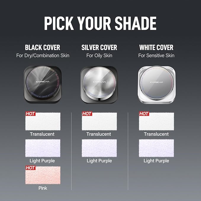 CARSLAN Black Magnet Soft Focus Make Up Powder, Waterproof Loose Setting Powder, 24H Longlasting, Oil Control, Talc-Free Face Powder, 02 Translucent For Oily Skin, 0.28Oz