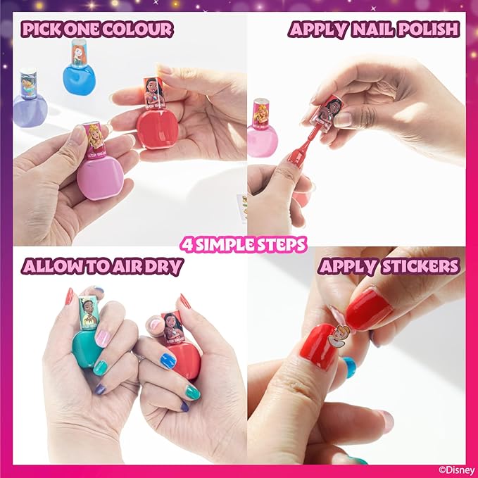 Disney Princess Sparkly Cosmetic Makeup Set for Girls with Lip Gloss Nail Polish Nail Stickers 11 Pcs Perfect for Parties Sleepovers Makeovers Birthday Gift by Townley Girl