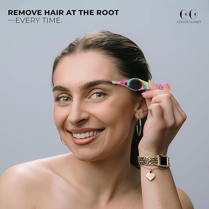 Professional Tweezers for Facial Hair Removal for Women, Sharp Tweezers for Men, Slant Point Tip Plucks and Shapes with Precision, Use for Eyebrows, Splinter, First-aid, Ingrown Hair Removal, Rainbow