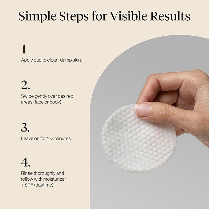 Kitsch Gentle Exfoliating Glycolic Acid Pads for Skin Care with Witch Hazel, Cica & Allantoin – Pre-Soaked Cotton Pads for Face & Body with Tweezers for Smooth, Radiant Skin – 50 count