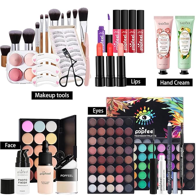 All in One Makeup Kit for Women Full Kit, Valentine's Day Gift Sets for Women Girls, Makeup Essential Bundle Include Eyeshadow Palette Lipstick Blush Foundation Concealer Mascara Eyebrow Pencil
