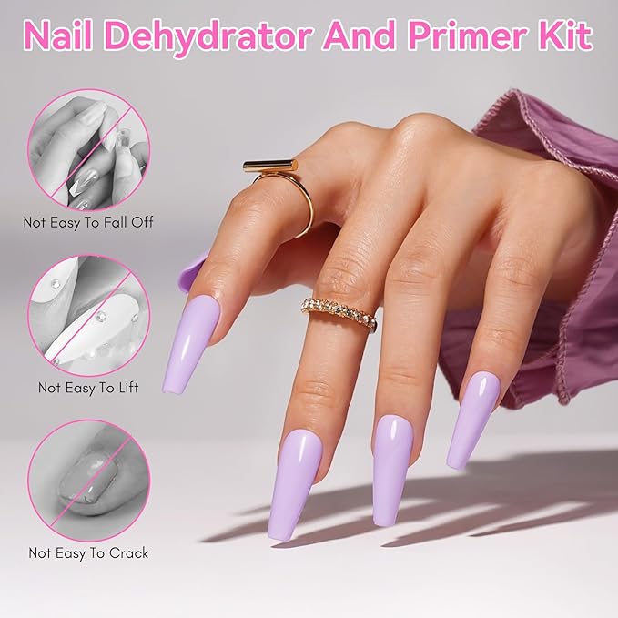 Makartt Nail Dehydrator and Primer Set: Acid Free Air Dry Nail Prep Dehydrate and Hema Free Nail Primer Professional Long-lasting for Acrylic Nails Powder UV Gel Polish(15ML/0.5 oz)